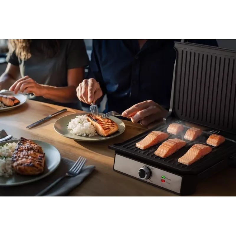 ELDOM GK200 GRILO Grill kontaktowy 2000W Regulowany termostat Płyty nieprzywierające Czarny/Srebrny
