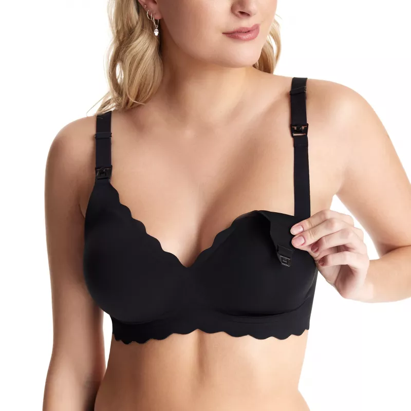 MOMCOZY YN46 Seamless Support Floral Nursing Bra Black 2XL