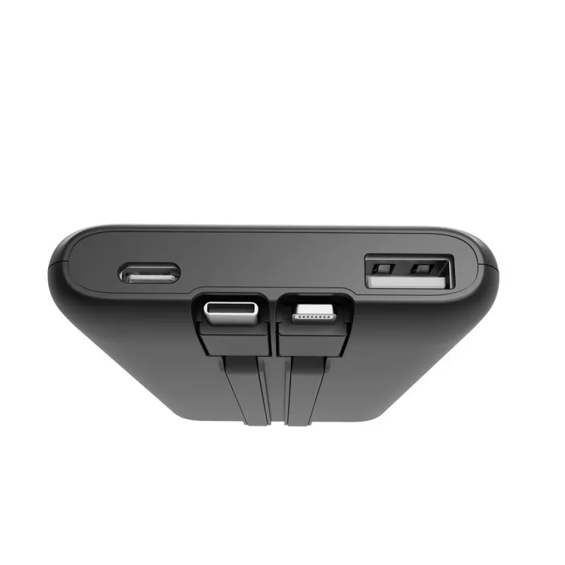 Gembird PB10-PD20-LCD-01 Powerbank z szybkim ładowaniem i zintegrowanymi kablami, 20W, 10000 mAh, czarny