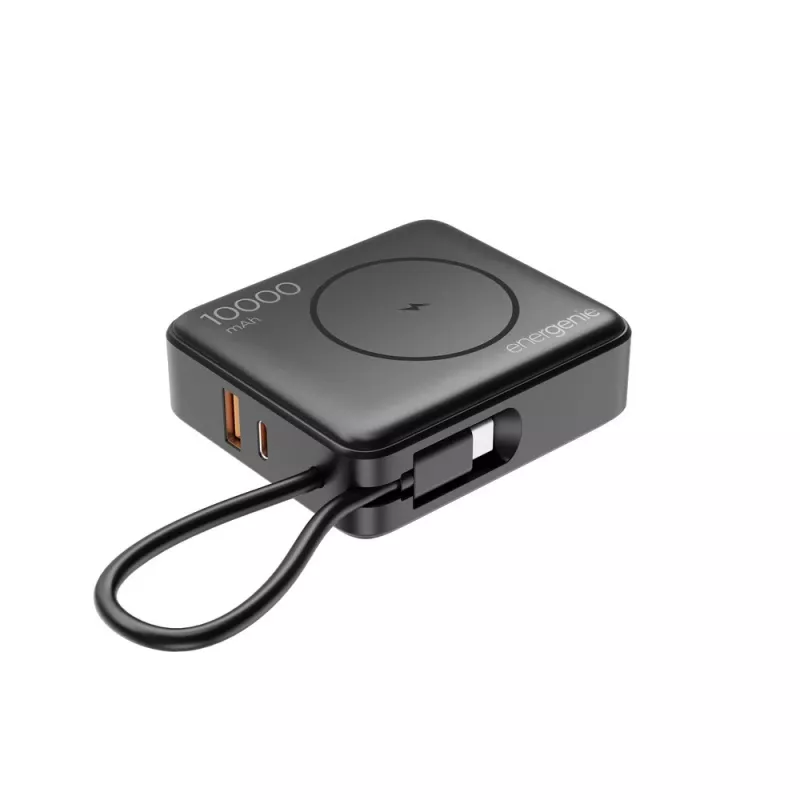 Gembird PB10-WPC15-LCD-01 Power Bank z szybkim ładowaniem i ładowarką bezprzewodową, 20W, 10000 mAh, czarny