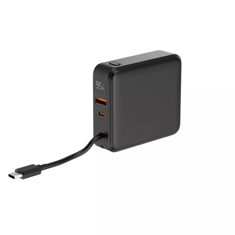 Gembird PB10-WPC15-LCD-01 Power Bank z szybkim ładowaniem i ładowarką bezprzewodową, 20W, 10000 mAh, czarny
