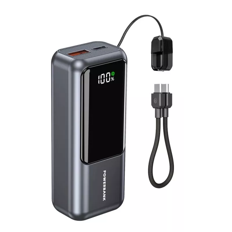 Gembird PB10-PD20-LCD-02 Kompaktowy Power Bank z szybkim ładowaniem i wyświetlaczem LCD, 20W, 10000 mAh, Space Grey