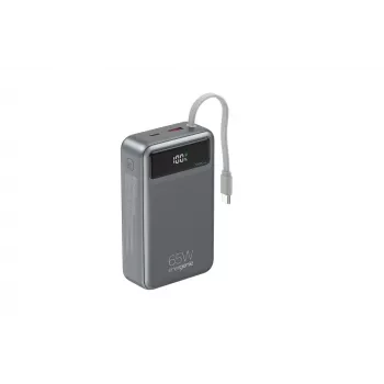 Gembird PB20-PD65-LCD-01 Powerbank z szybkim ładowaniem i zintegrowanymi kablami, 65W, 20000 mAh, czarny