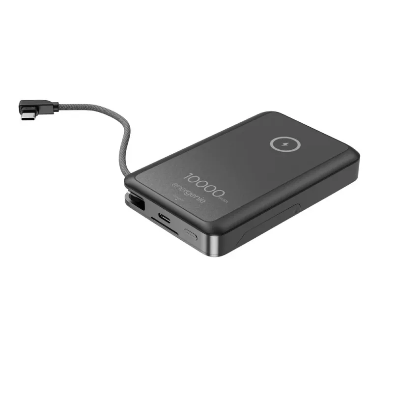 Gembird PB10-WPC15MS-01 Magnetyczny bezprzewodowy powerbank z wbudowaną podstawką, 15W, 10000 mAh, Czarny