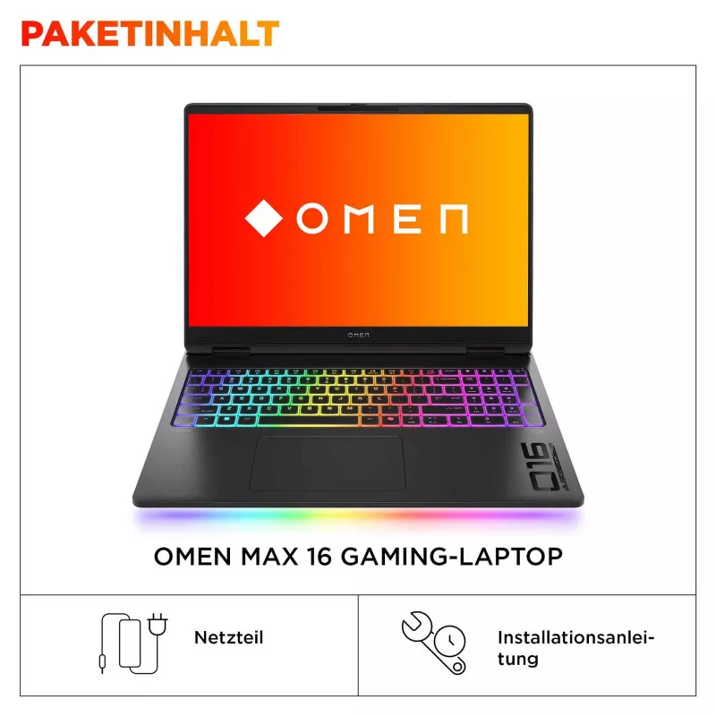 HP OMEN MAX 16-ah0193ng 16.0 inch QHD IPS 240Hz Gaming Laptop, Intel Core Ultra 9 275HX, 32GB RAM, 1TB SSD, RTX 5080, Windows 11 Home