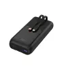 Gembird PB20-PD20-LCD-01 Power Bank z szybkim ładowaniem i zintegrowanymi kablami, 20W, 20000 mAh, czarny