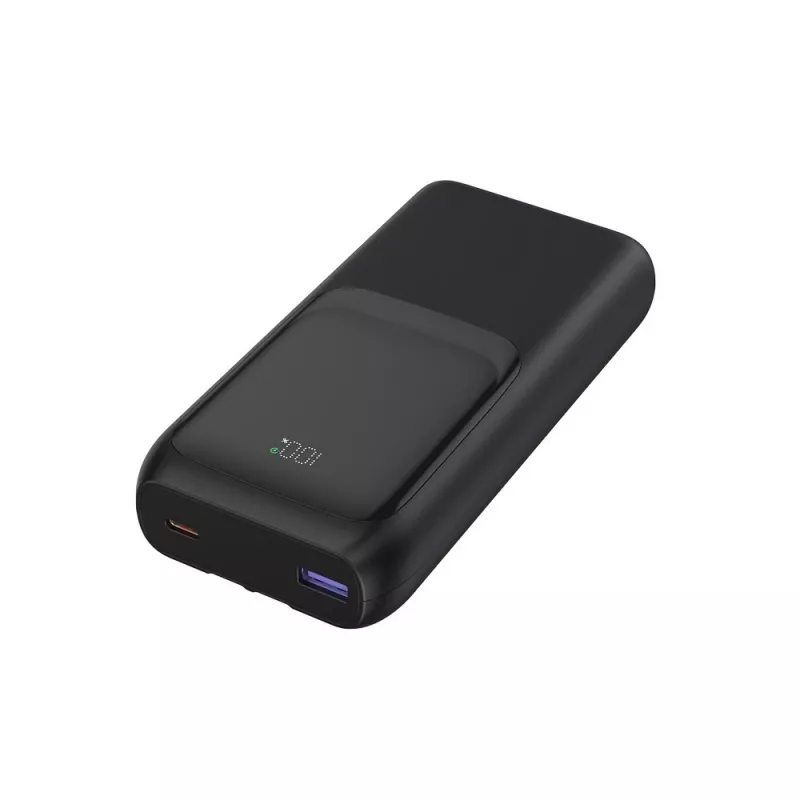 Gembird PB20-PD20-LCD-01 Power Bank z szybkim ładowaniem i zintegrowanymi kablami, 20W, 20000 mAh, czarny