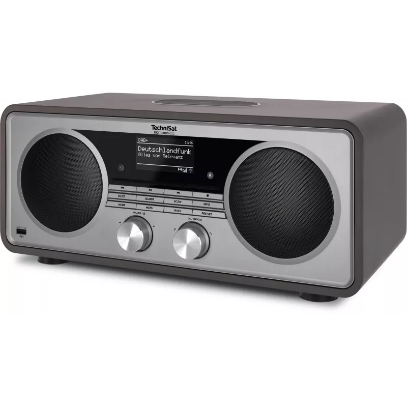 TechniSat DIGITRADIO 602 DAB+/FM/Internet Radio z Bluetooth, odtwarzaczem CD i ładowaniem bezprzewodowym Qi - antracyt/srebrny