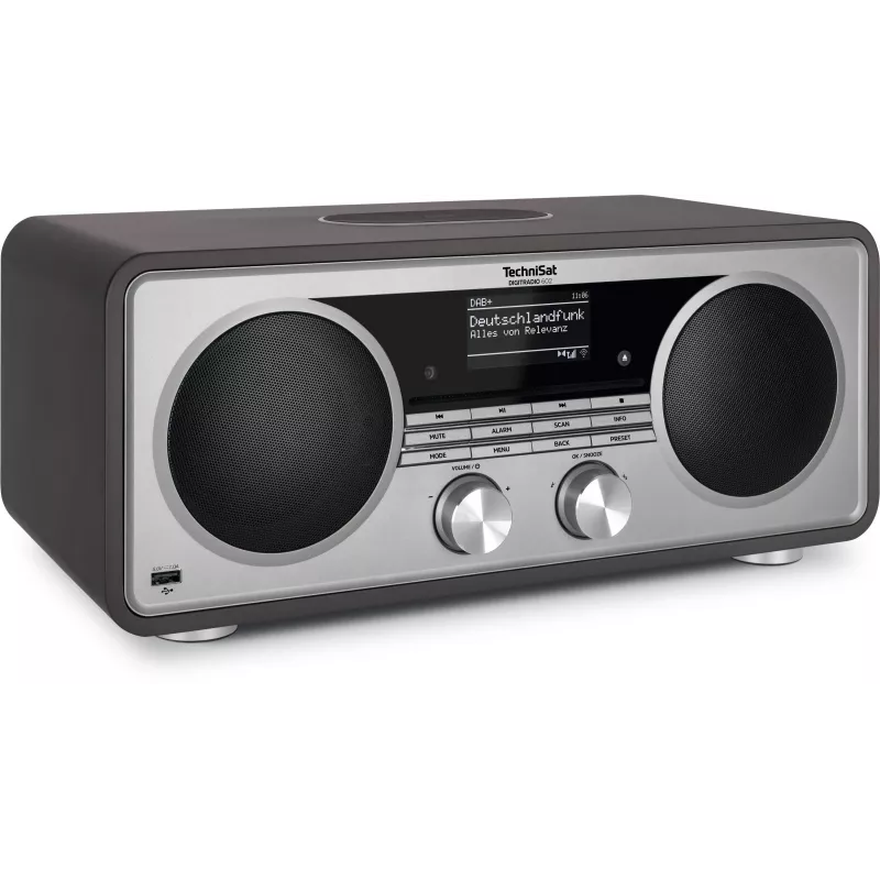 TechniSat DIGITRADIO 602 DAB+/FM/Internet Radio z Bluetooth, odtwarzaczem CD i ładowaniem bezprzewodowym Qi - antracyt/srebrny