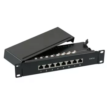 EFB Elektronik Mini Panel Krosowy STP Cat.6 8xRJ45 10 Cali 1U Czarny RAL 9005