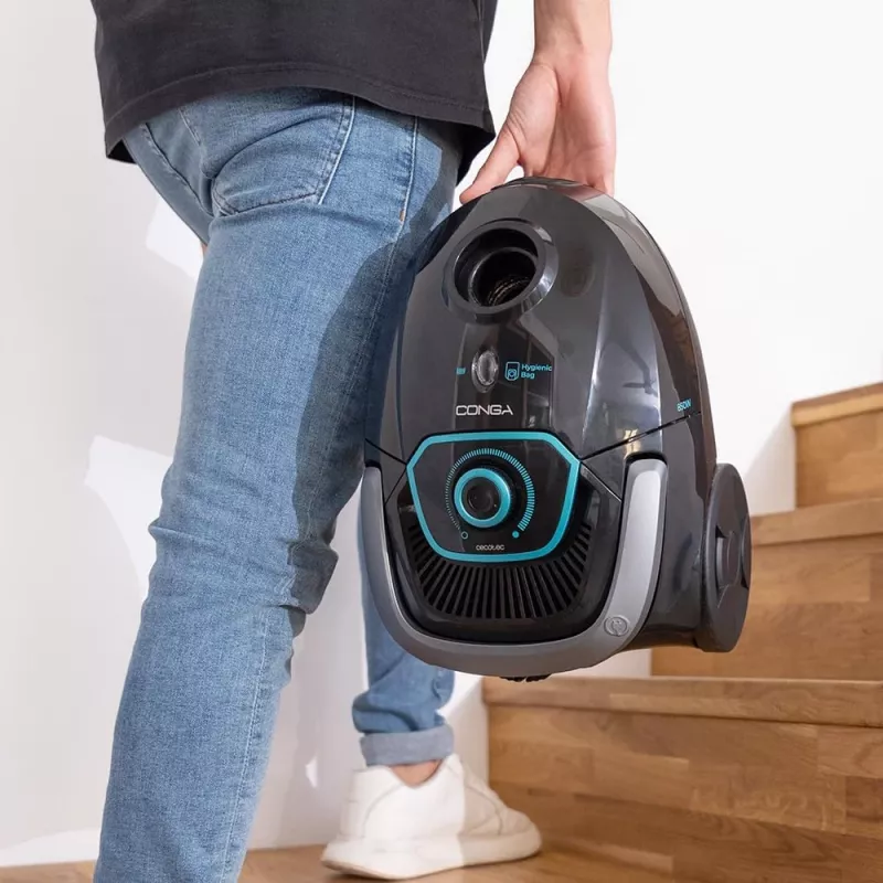 Cecotec Conga Powerbag 2500 Plus Workowy odkurzacz cylindryczny, 850 W, pojemność worka 2,5 l, czarny