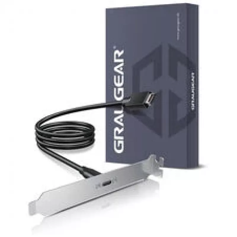 GRAUGEAR G-ETC-20G-B High-Speed USB-C Port Retrofit Kit z uchwytem do slotu PCI, 0,5 m, czarny