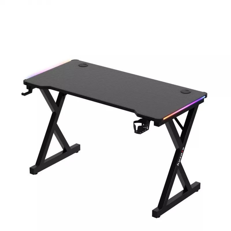 HUZARO Hero 2.3 RGB Gaming Desk - 1200x600mm, Czarny, Carbon Flex, RGB LED, Stała Wysokość