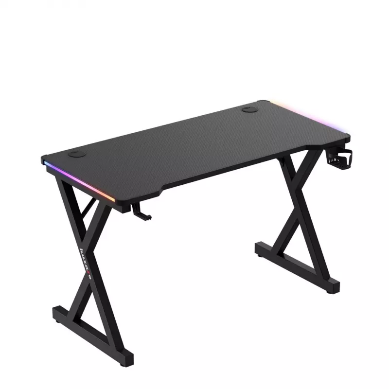 HUZARO Hero 2.3 RGB Gaming Desk - 1200x600mm, Czarny, Carbon Flex, RGB LED, Stała Wysokość