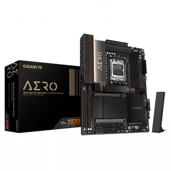 Płyta główna Gigabyte X870E AERO X3D DARK WOOD - obsługuje procesory AMD Ryzen 9000, 16+2+2 fazowy cyfrowy VRM, do 9000 MHz DDR5 (OC), 2x PCIe 5.0 + 2x PCIe 4.0, Wi-Fi 7, 5GbE LAN, USB 4