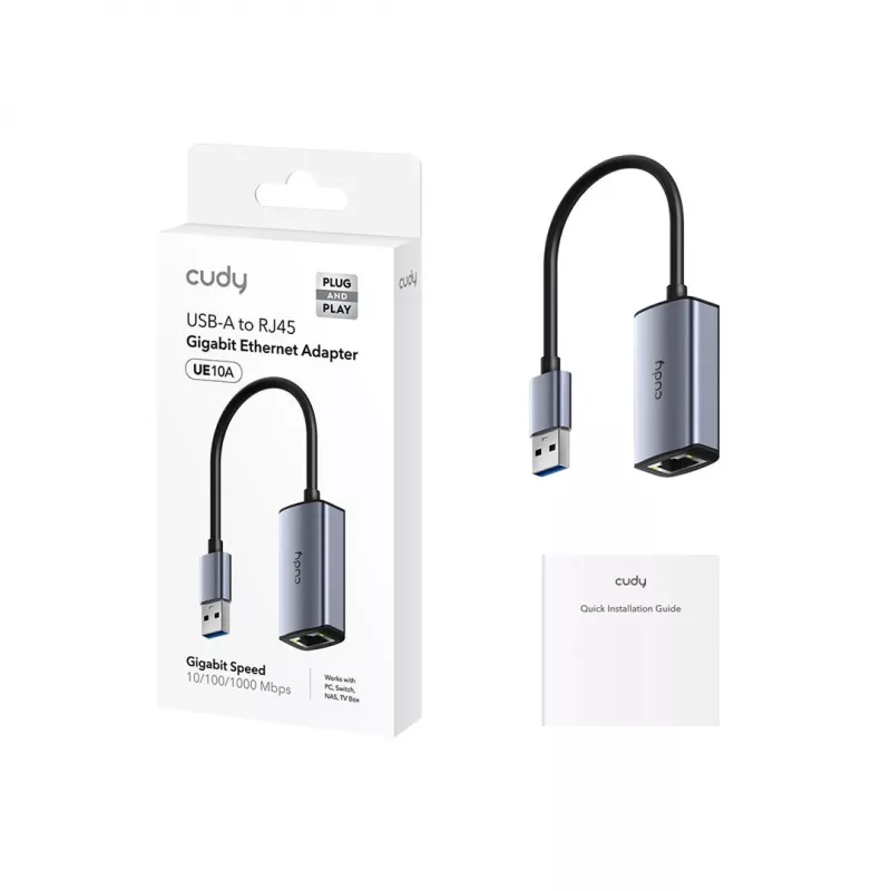 CUDY UE10A USB-A do Ethernet Adapter - Gigabit RJ45 Karta Sieciowa