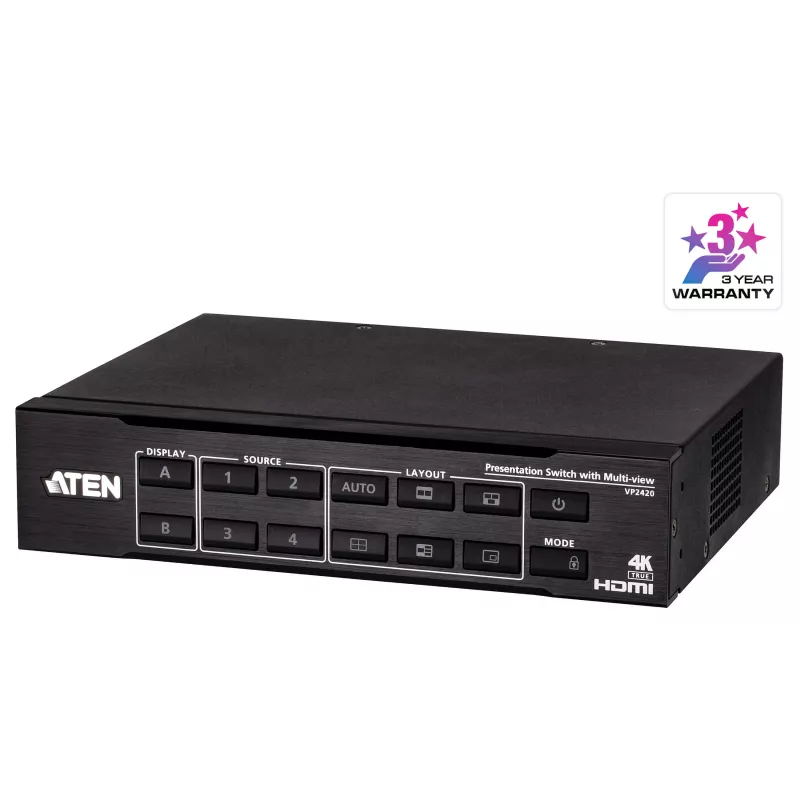 ATEN VP2420 4x2 True 4K Presentation Matrix Switch z Multi View