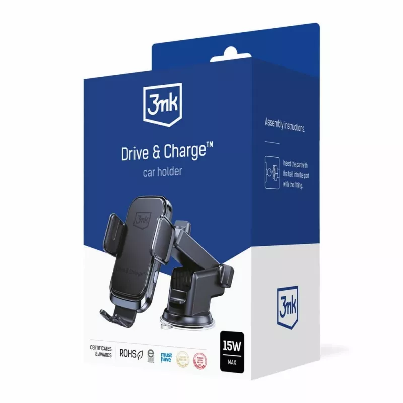3mk Drive & Charge Uchwyt Samochodowy do Telefonu z Ładowarką Bezprzewodową