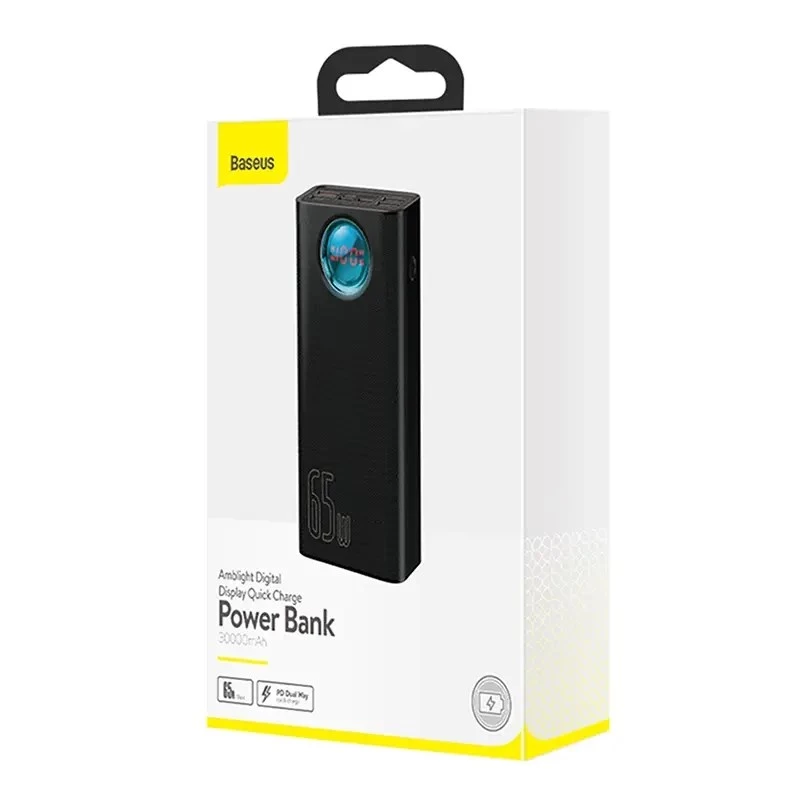 Baseus Amblight Powerbank 30000mAh, 4xUSB, USB-C, 65W, Czarny