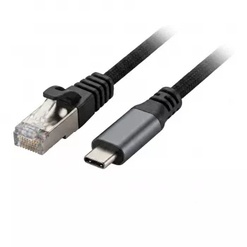 Synergy 21 USB 3.2 Type-C do RJ45 Gigabit Ethernet Adapter Kabel 2,0m Czarny Tekstylny