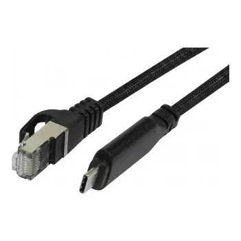 Synergy 21 USB 3.2 Type-C do RJ45 Gigabit Ethernet Adapter Kabel 3,0m Czarny Tekstylny