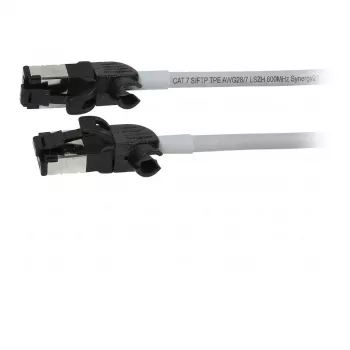 Synergy21 Patch Cable RJ45, CAT6A 500 MHz, 0,25 m, Szary, S/FTP, Slimline Round d=4,5 mm, TPE/LSZH (Superflex), AWG28, z surowymi wtykami CAT7, obrotowa wtyczka