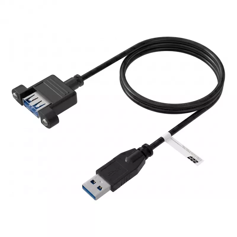 EFB USB 3.0 Extension Cable A-A Male to Panel Mount Female, 0.5m, Black