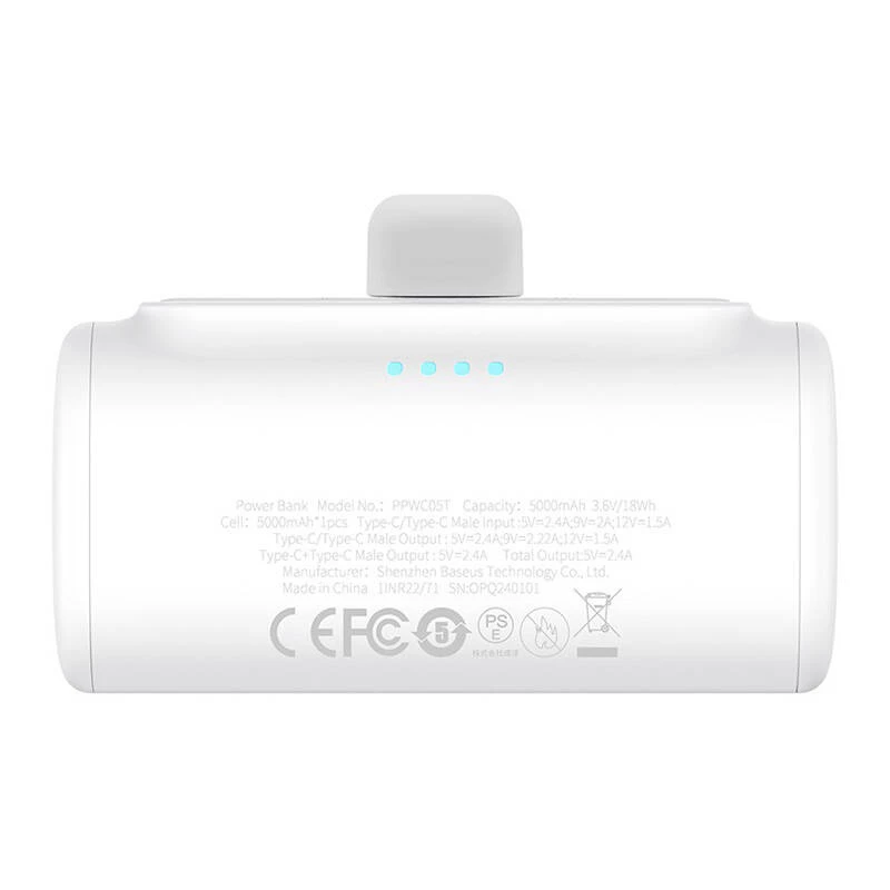 Baseus Compact 5000mAh 20W USB-C Power Bank Biały