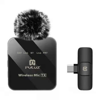 PULUZ PU648B Bezprzewodowy Mikrofon (USB-C) - Profesjonalny Mikrofon Krawatowy z Redukcją Szumów ENC, Zasięg 10m, Bateria 12h