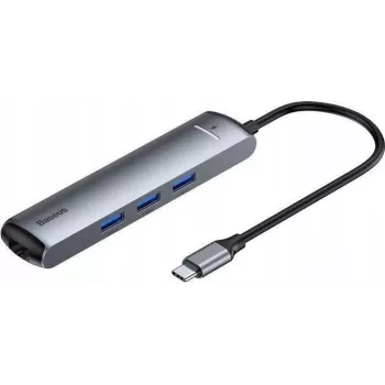 Adapter Hub USB-C 7 w 1 Baseus z 2x USB 3.0, HDMI, USB-C PD 100W, czytnik SD/TF - Space Grey