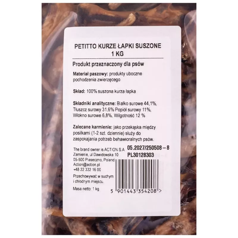 PETITTO Suszone Kurze Łapki dla Psa 1kg