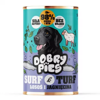 DOBRY PIES Surf & Turf Salmon and Lamb Mokra Karma dla Psów 400g