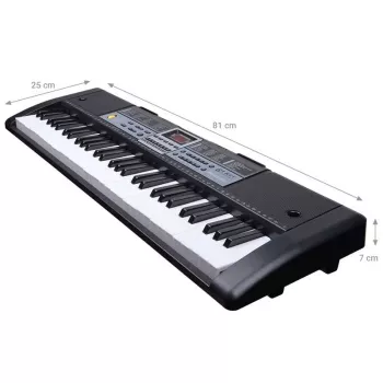 Organy klawiszowe MQ 6136L z mikrofonem dla dzieci - 61 klawiszy, czarny
