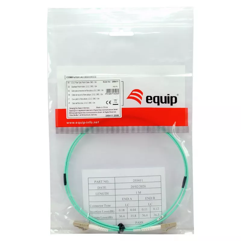 Equip Patch Cable LC-LC 25m Multimode Duplex OM3 Turquoise