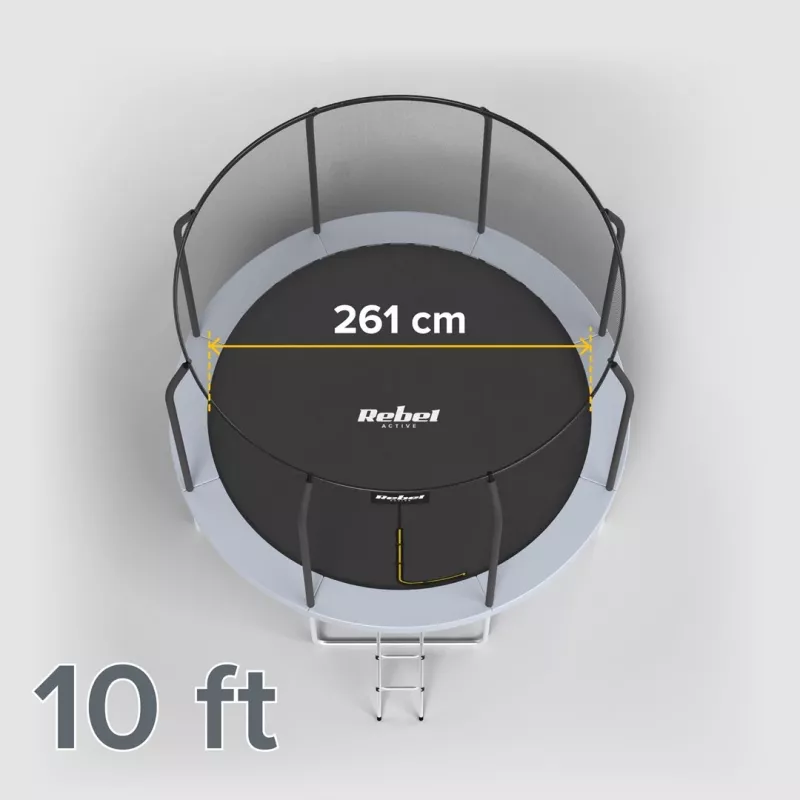 REBEL Active Trampoline PRO 10ft/305 cm z siatką bezpieczeństwa, Czarny/Niebieski