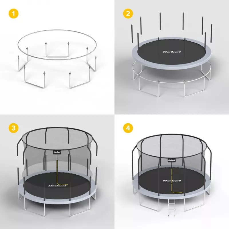 REBEL Active Trampoline PRO 14ft/427 cm z siatką bezpieczeństwa i drabinką