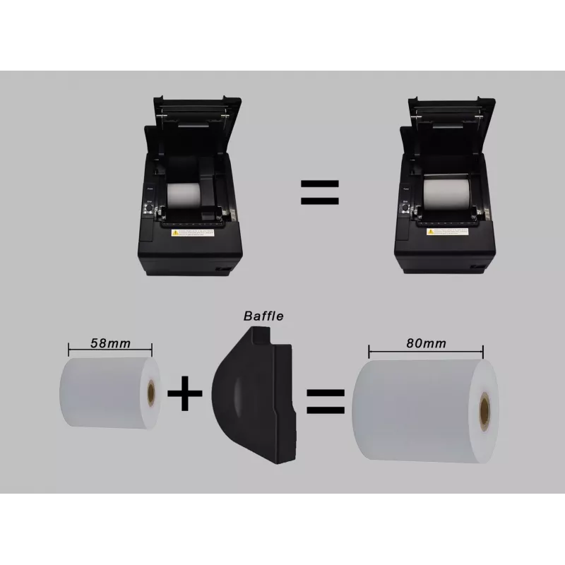 Equip 58/80mm Termiczna Drukarka Fiskalna POS z Automatycznym Nożem, USB/Bluetooth/WiFi/Port Szuflady Kasowej, Czarny