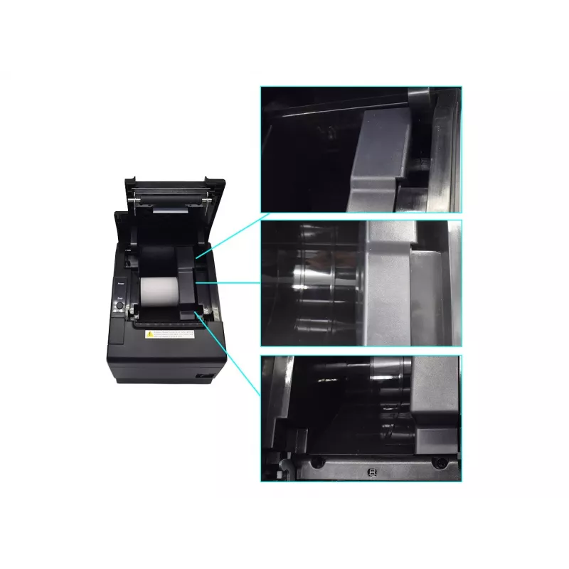 Equip 58/80mm Termiczna Drukarka Fiskalna POS z Automatycznym Nożem, USB/Bluetooth/WiFi/Port Szuflady Kasowej, Czarny