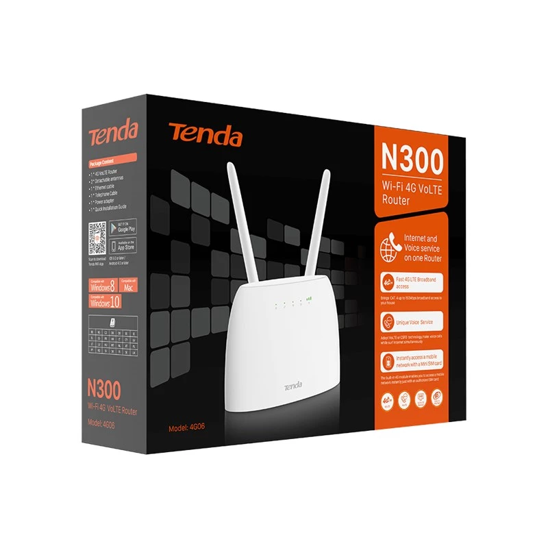 Tenda N300 Wireless Router Fast Ethernet Single-Band (2.4 GHz) 4G Biały