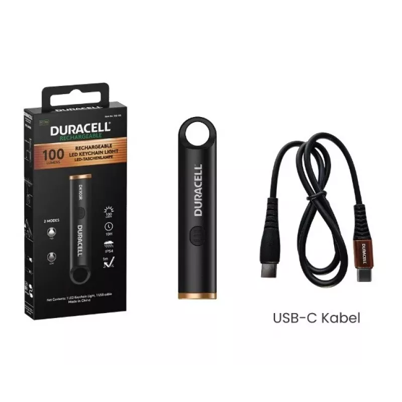Latarka brelok Duracell DK100R 100 lumenów, czarna