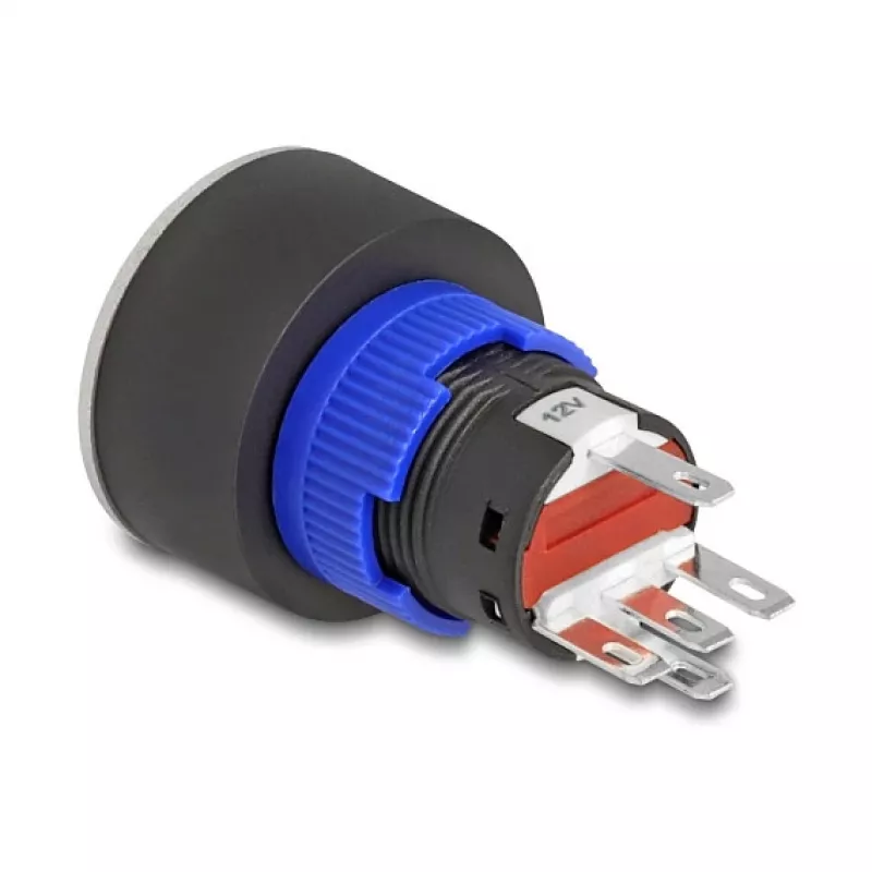 Delock 22 mm Panel Mount Push Button, Flat, Red LED, Solder Terminals, 1 NO, 230 V AC/DC