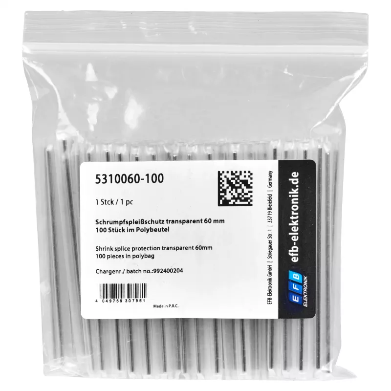 EFB-ELEKTRONIK Osłona złącza światłowodowego, przezroczysta, 60 mm, 100 sztuk