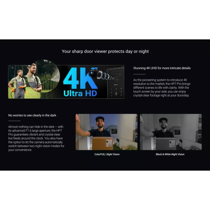 Zestaw wideodomofonu IP 4K EZVIZ HP7 Pro z 7-calowym monitorem dotykowym, Wi-Fi 6, skanerem dłoni, rozpoznawaniem twarzy, RFID, stacją zewnętrzną IP65