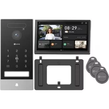 Zestaw wideodomofonu IP 4K EZVIZ HP7 Pro z 7-calowym monitorem dotykowym, Wi-Fi 6, skanerem dłoni, rozpoznawaniem twarzy, RFID, stacją zewnętrzną IP65