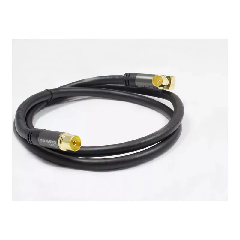 Good Connections SAT Antenna Cable SmartFLEX, IEC/Coax Male Angled to Female, Gold-Plated, Quad-Shielded, 120 dB, Black, 2 m