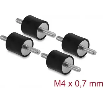 Delock Vibration Damper M4 x 0.7 mm D 15 x H 15 mm with 2 x Male Thread 4 Pieces Black (60799)
