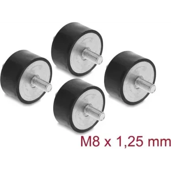 Tłumik drgań Delock M8 x 1,25 mm D 40 x H 20 mm z 2 gwintami męskimi, 4 sztuki, czarny (60817)