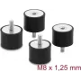 Tłumik drgań Delock M8 x 1,25 mm D 40 x H 30 mm z gwintem męskim i żeńskim, 4 sztuki, czarny (60822)