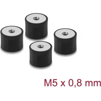 Delock Vibration Damper M5 x 0.8 mm D 20 x H 15 mm with 2 x Internal Thread 4 Pieces Black