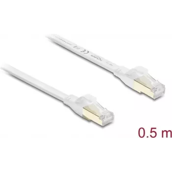 Delock RJ45 Flat Ribbon Patch Cable Cat.8.1 U/FTP do 40 Gbps 0,5 m Biały (81024)